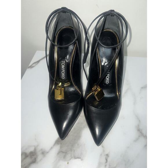 Tom Ford Black Glossy Padlock Pumps Size 37 - Picture 2 of 8